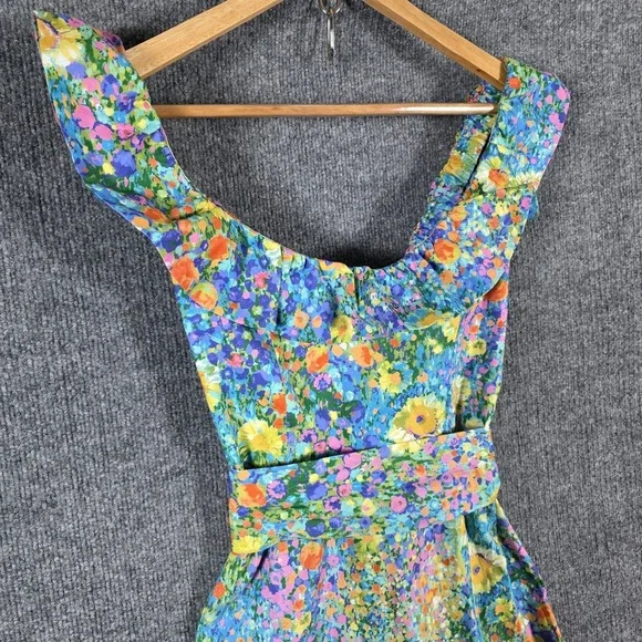 Show Me Your Mumu Alexis Midi Dress XS Painterly Petals Floral CoquetteNWOT - Picture 6 of 11